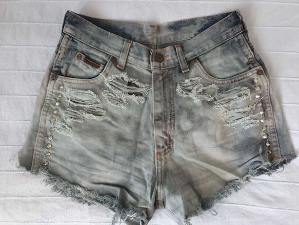 Szare spodenki jeansowe, DIY, Wrangler