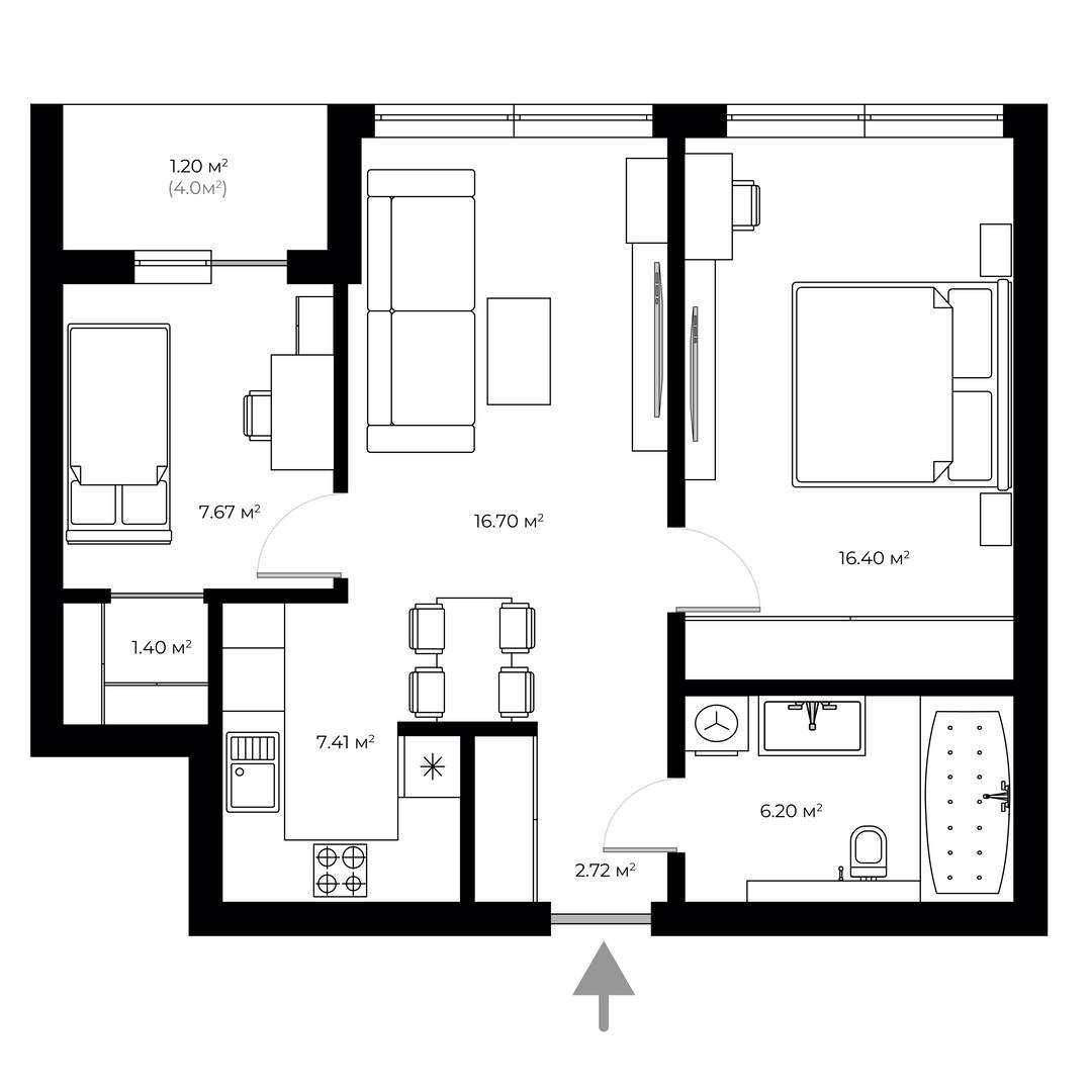 2-кімнатна квартира | PARKLAND | Ужгород, новобудова - PL 9.41