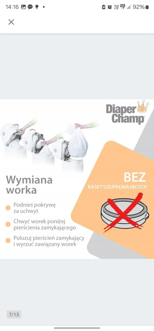 Kosz na pampersy pieluchy Diaper