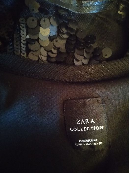 Платье мини черное в пайетки Zara