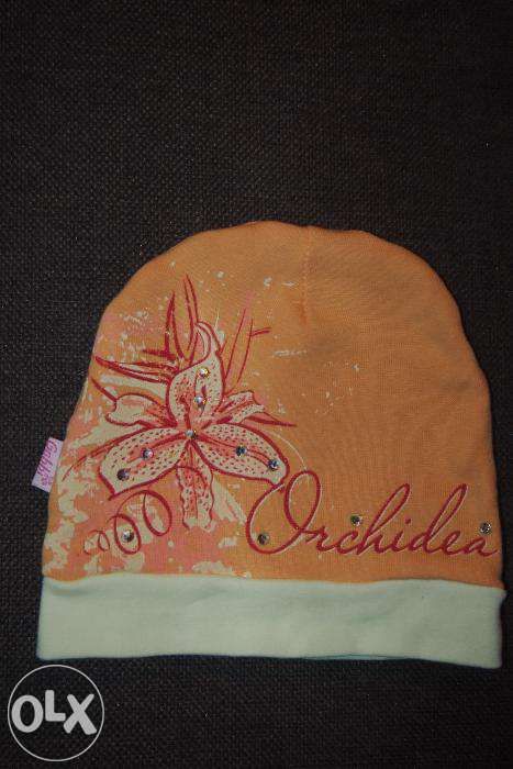 Осенняя шапка на д. персикового цвета "Габби" на 2-3 год