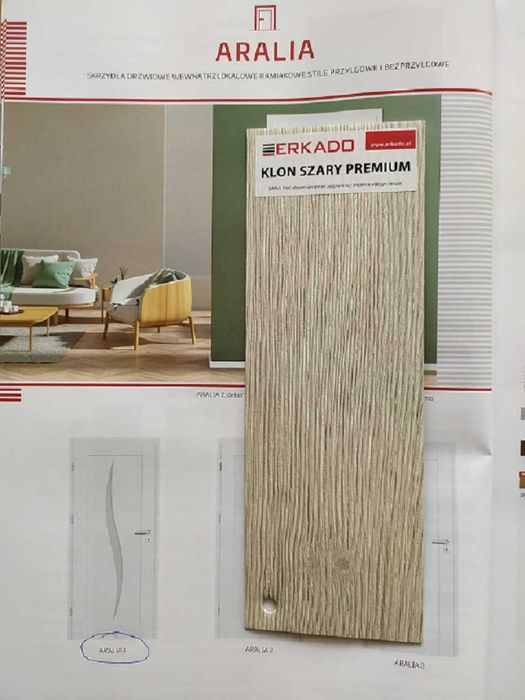 Wyprzedaż - 2 nowe skrzydła drzwiowe przylgowe ERKADO "80" Prawe.