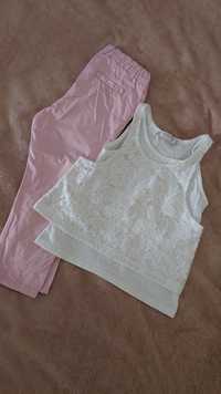 Spodnie chinosy H&M + bluzka terranova roz. 92/98 dla dziewczynki