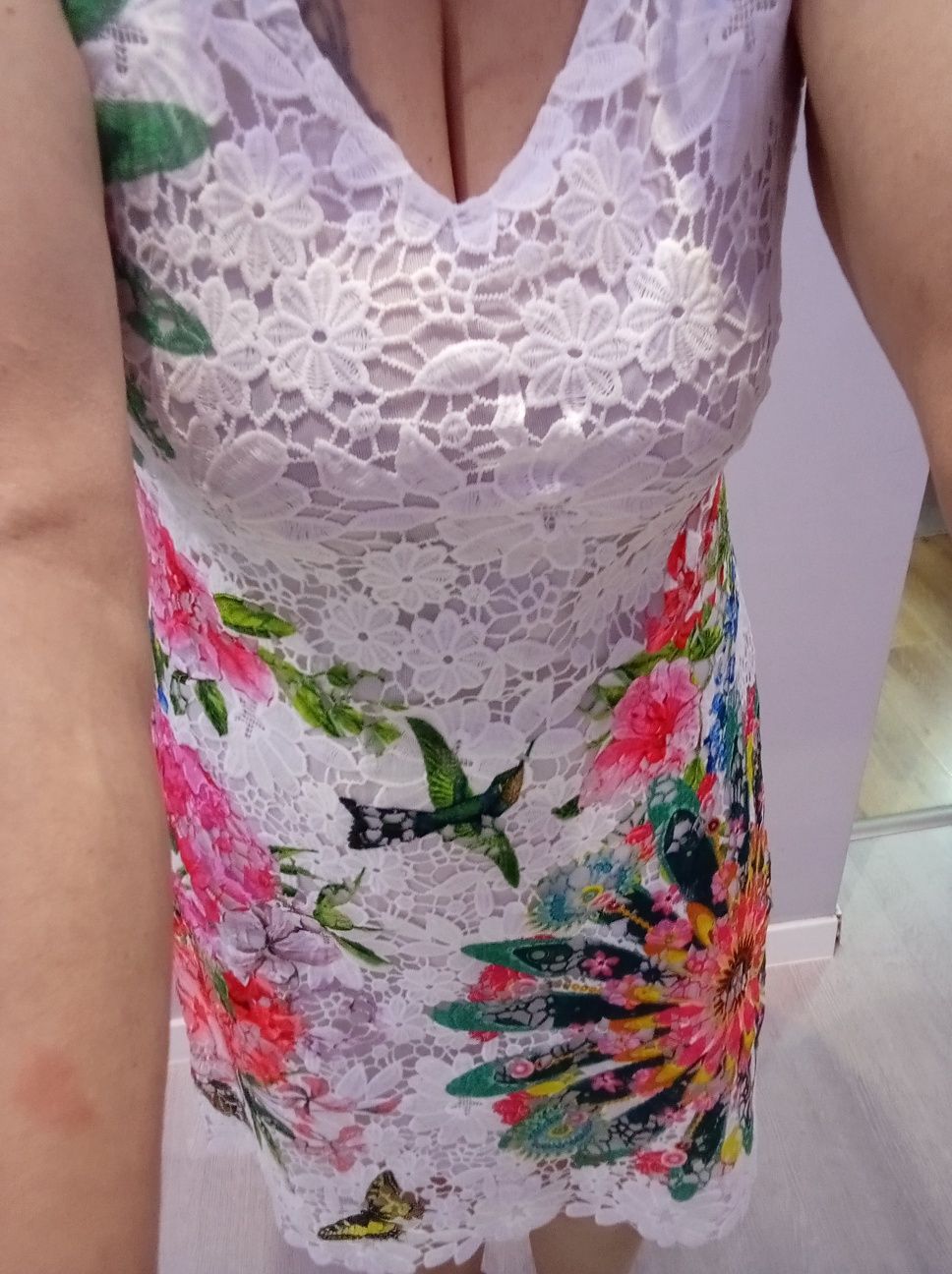 Elegancka efektowna letnia wyjściowa sukienka MIDI r S/M stan idealny