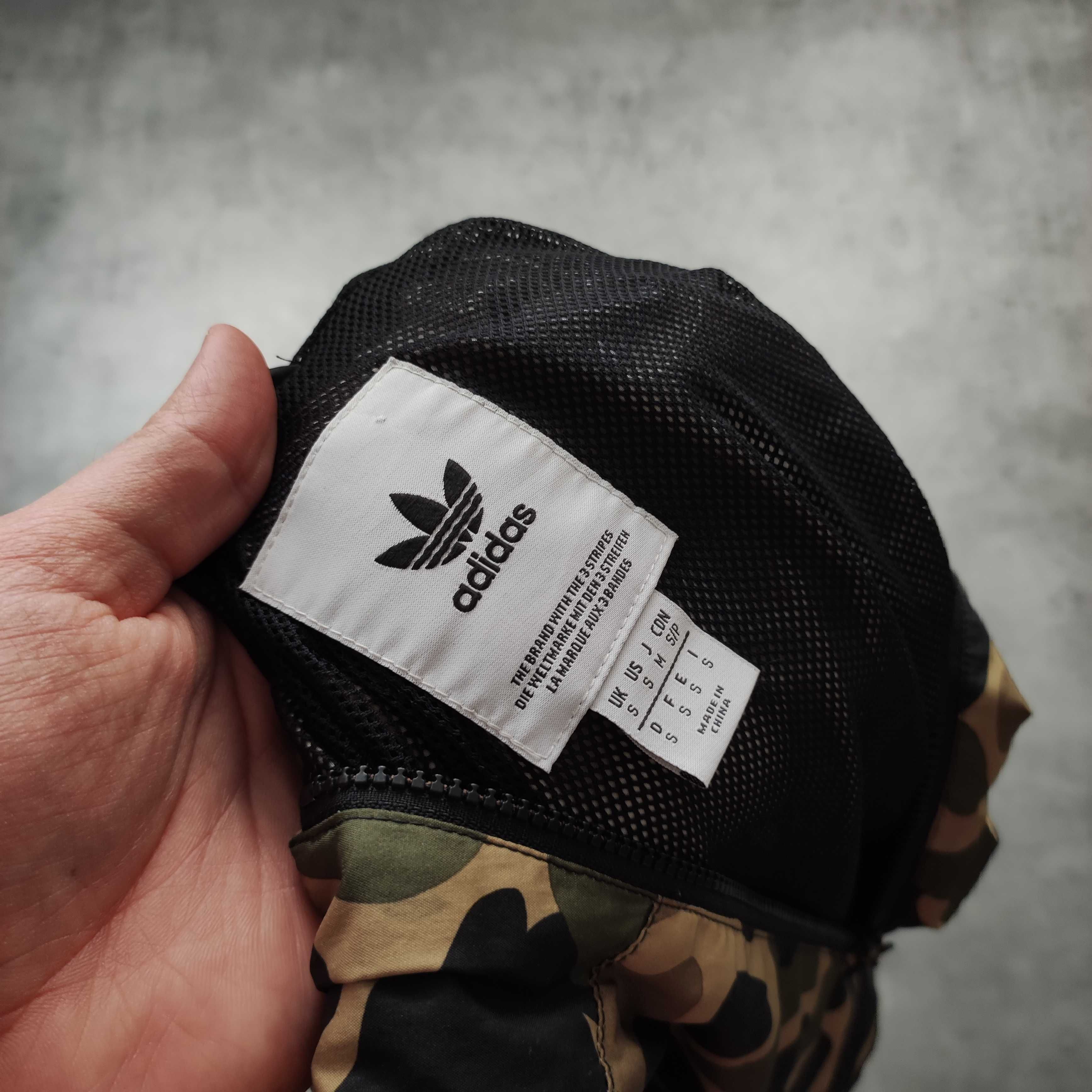 MĘSKA Kurtka Wiatrówka Folia Camo Moro Adidas Kieszonka Kangurka Logo