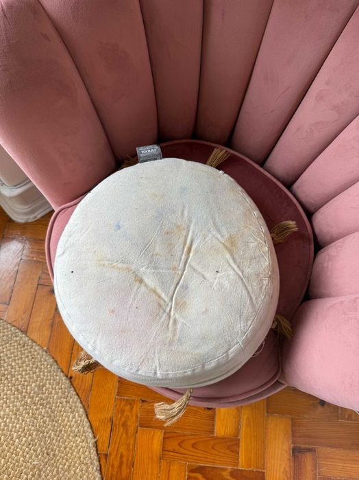 Almofada decorativa bege juta e branca