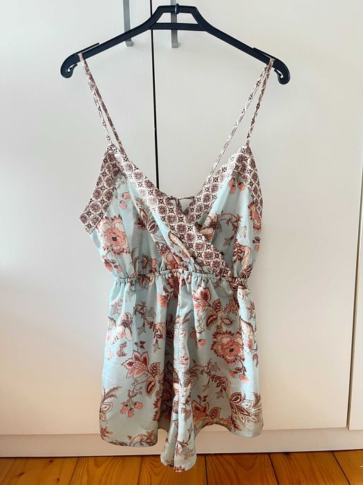 Kombinezon kwiatowy kwiaty boho etno hippie vintage piżama piżamka