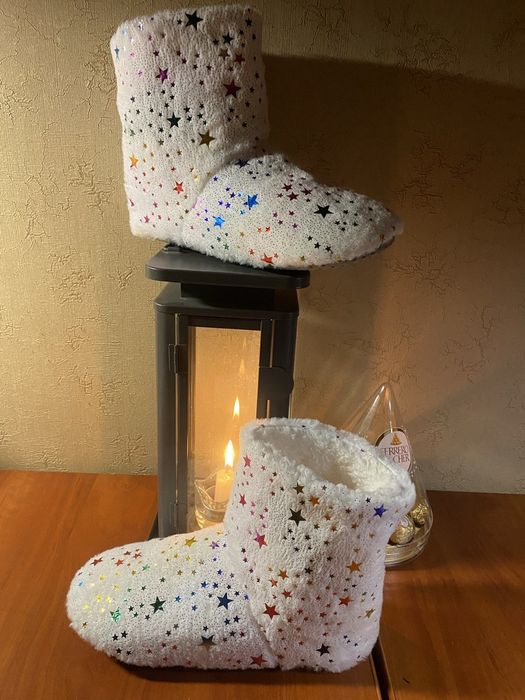 Домашние сапожки тапочки с блёстками