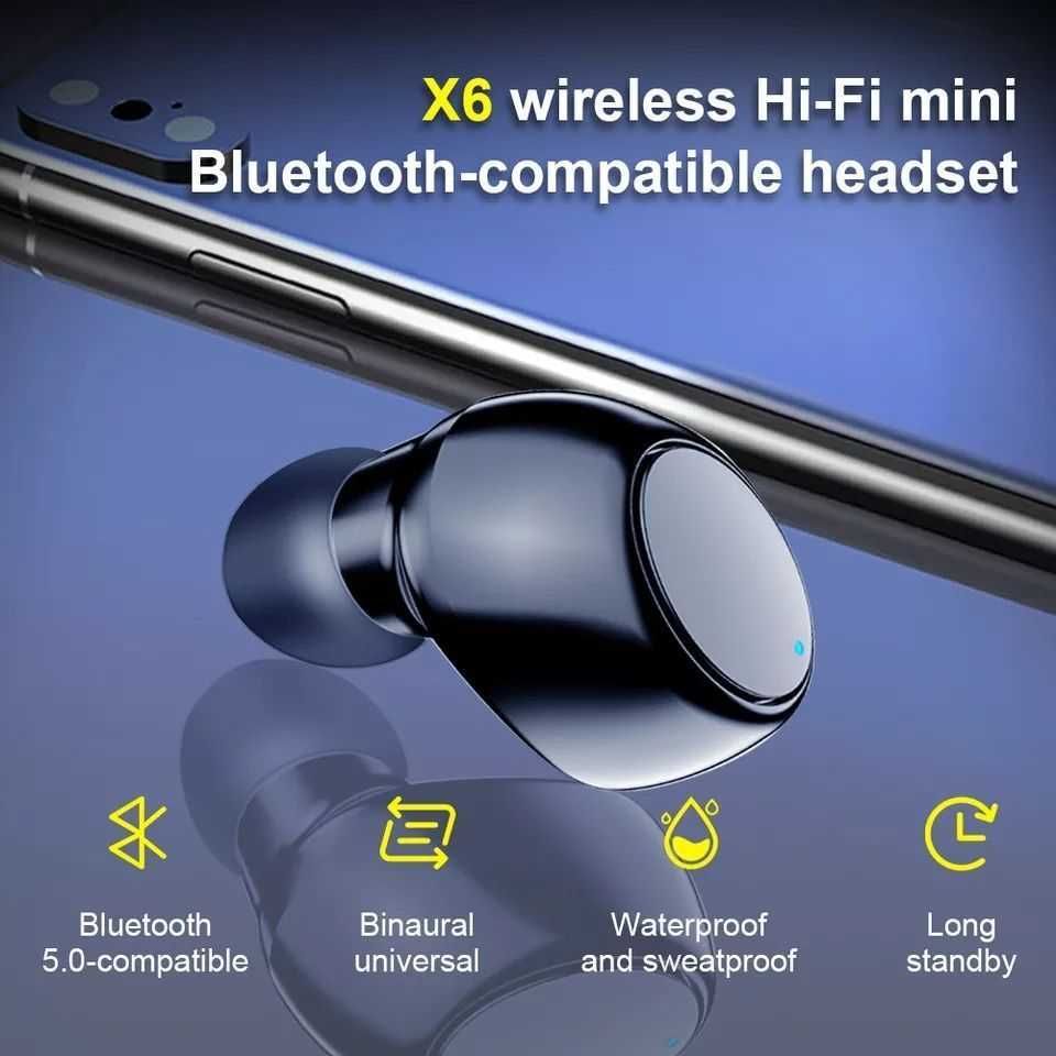 Гарнитура X6 Bluetooth 5,0 спорта и бизнеса, наушник iPhone, Xiaomi