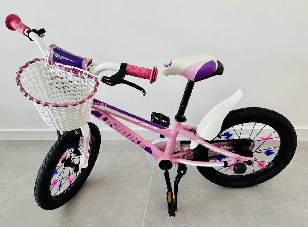 Rower dziecięcy Unibike Daisy 16” – różowo-biały, biegówka