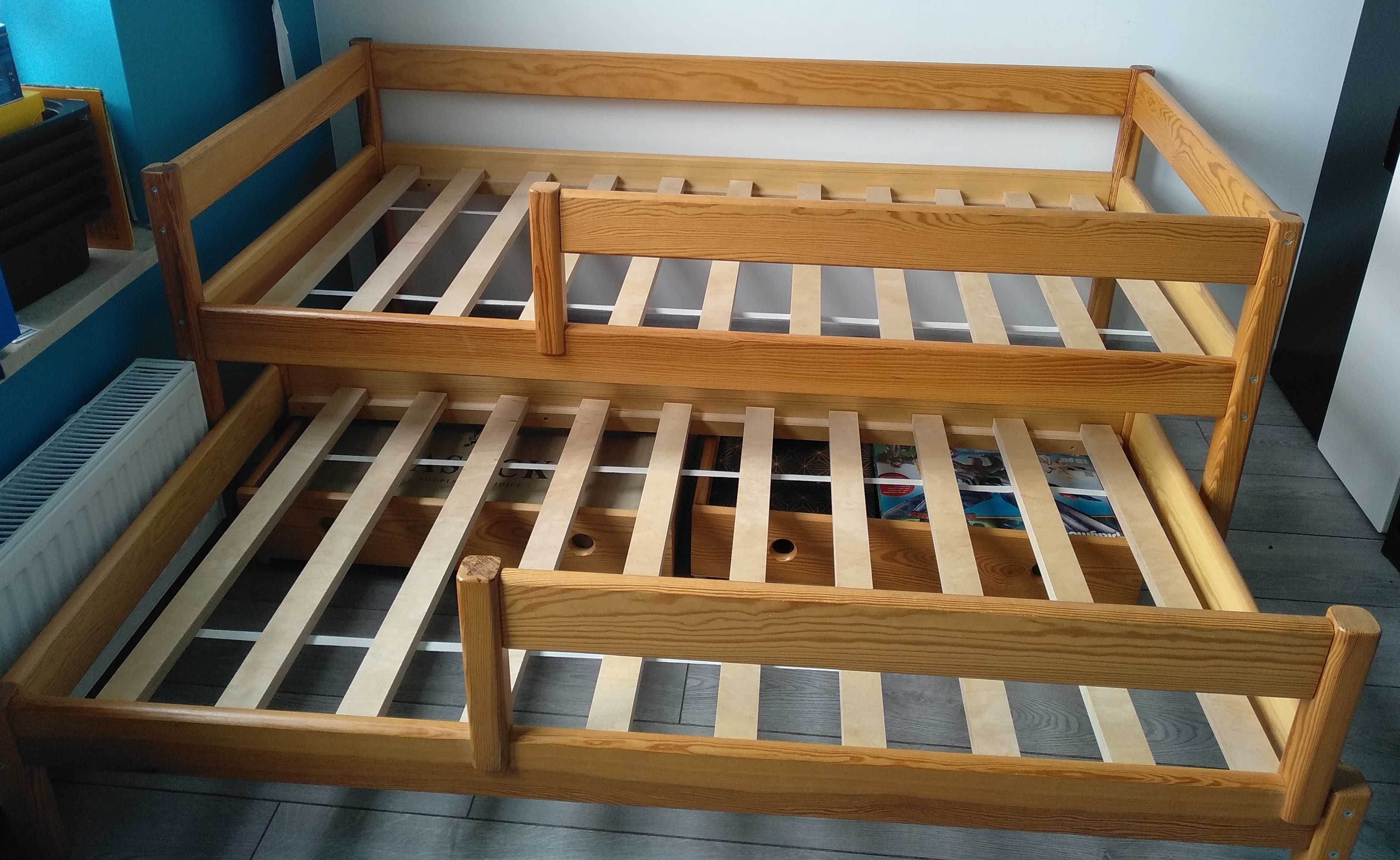 łóżeczko dziecięce podwójne, piętrowe, wysuwane 80x160