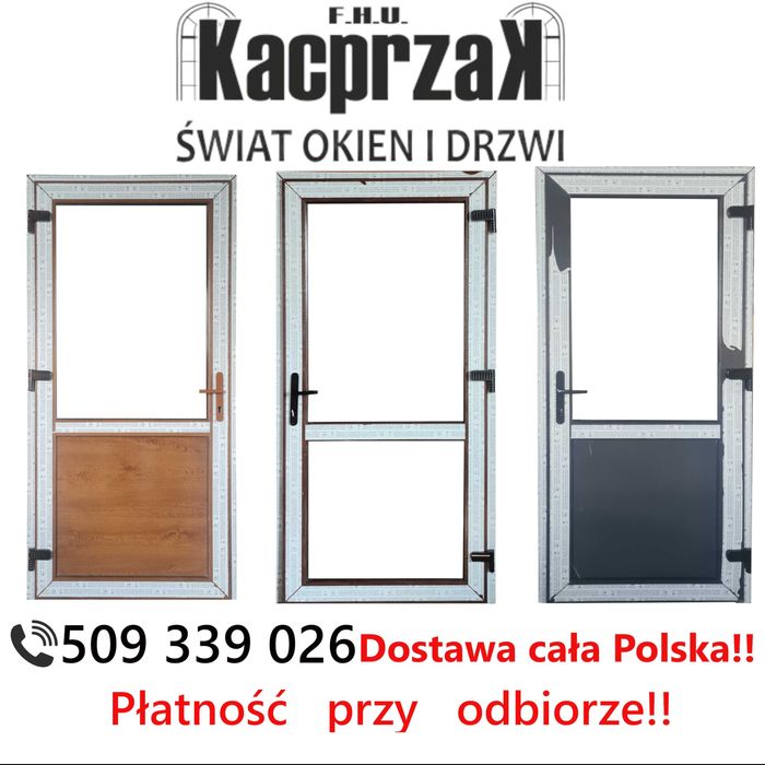 DRZWI Kacprzak 100x210 Drzwi ZEWNĘTRZNE PCV Sklepowe  Orzech  Lewe