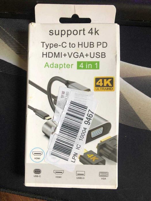 USB-хаб Type-C - HDMI + VGA + USB 3.0 + PD 87W Grey для MacBook