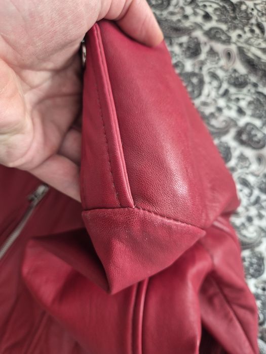 Kurtka skórzana Mango S czerwona