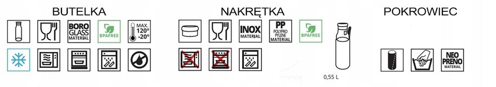 premium szklana butelka bidon 550ml pokrowiec ir