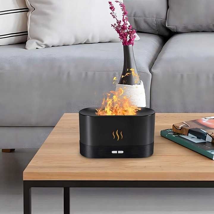 Nawilżacz powietrza z efektem ognia dyfuzor, kominek, aromaterapia LED