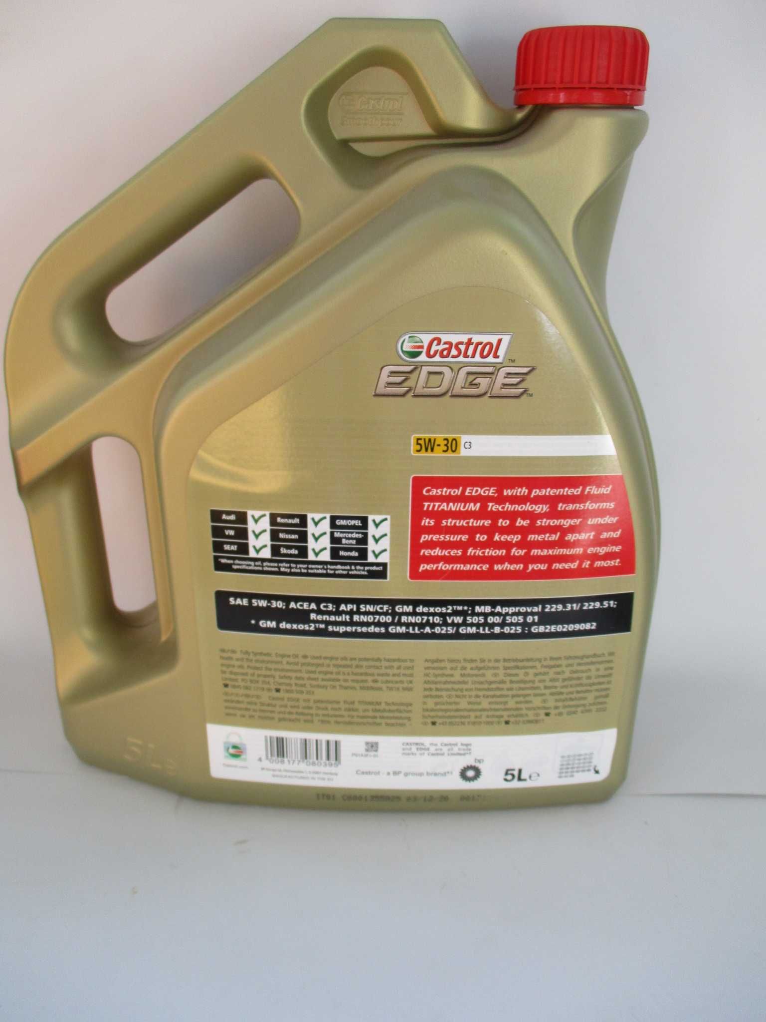 Castrol EDGE 5W30 C3 5L ACEA C3 API SN/CF, MB 229.31/ 229.51, RN 0700