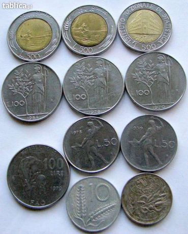 monety włoskie 11szt. (3 okolicznościowe)