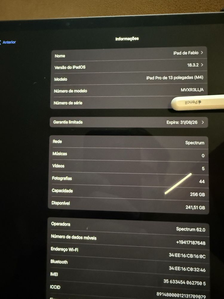 Ipad pro 13 - M4 - 256gb - Wifi + CEL  - NOVO!