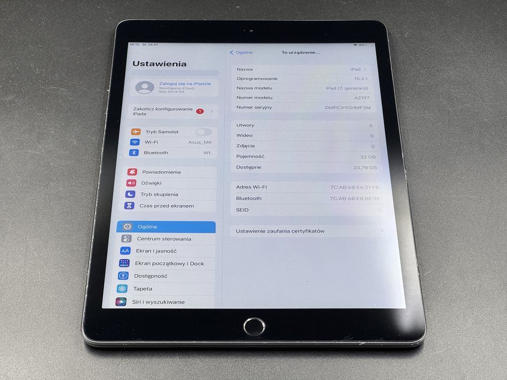 iPad 7. gen. 32GB (A2197) - faktura VAT 23%