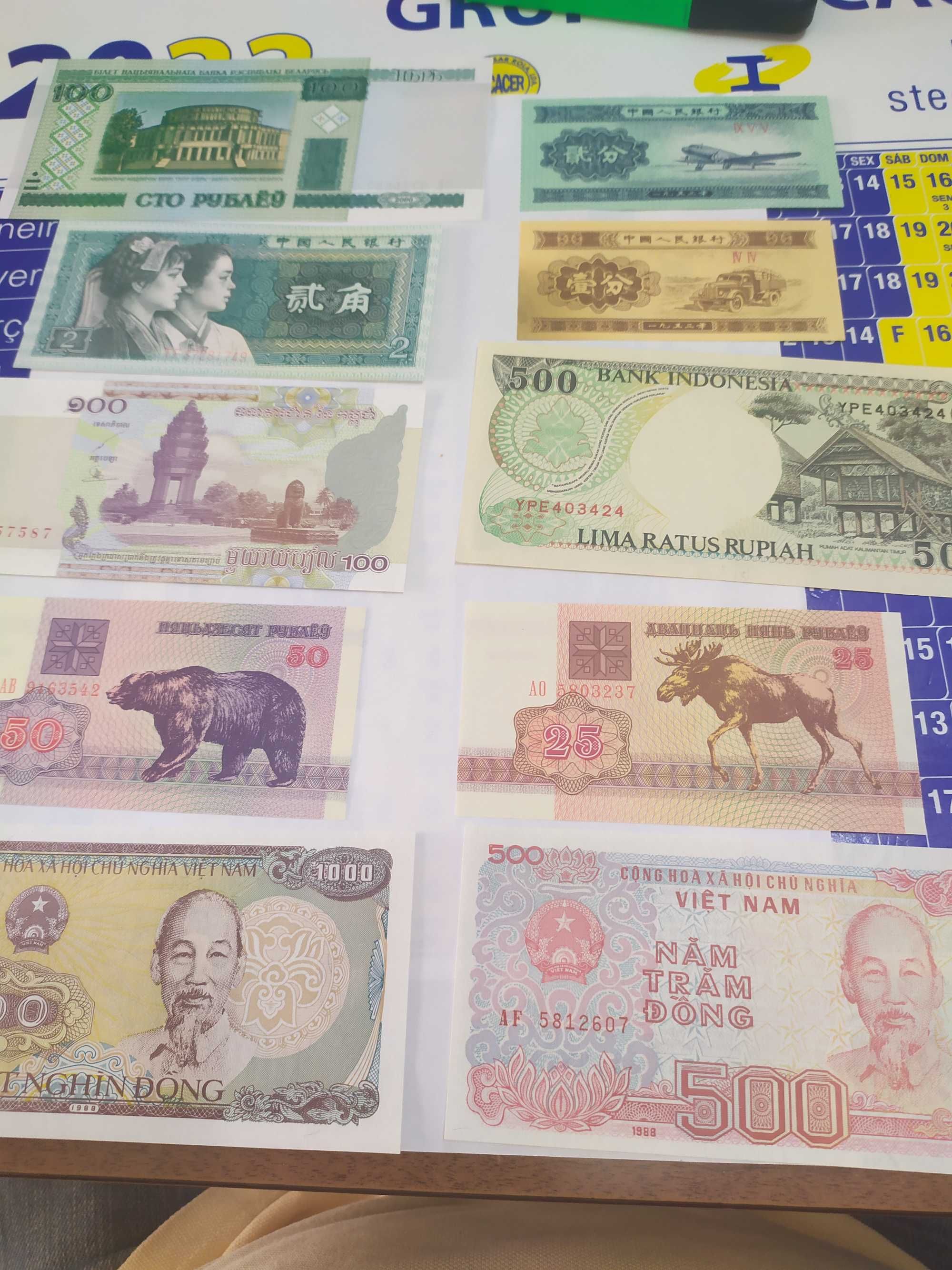 Lote 10 notas novas unc , diversas vários países china, vietname etc