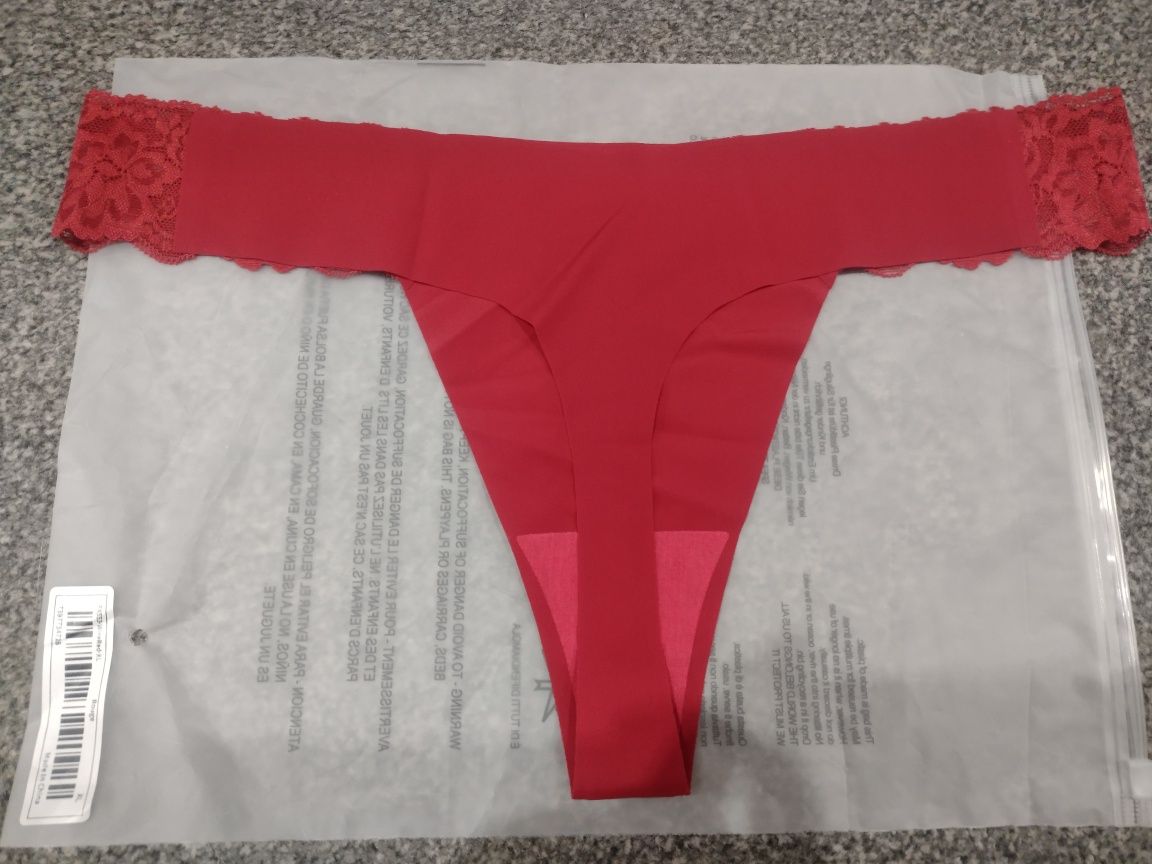 Bordowe stringi laserowo cięte XL