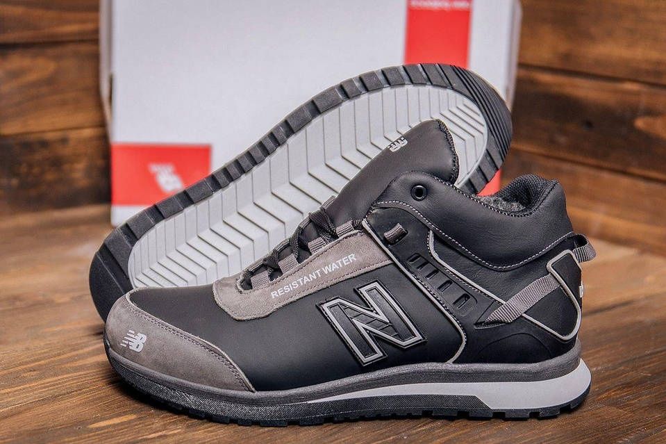 Чоловічі зимові черевики New balance мужские кожаные кроссовки Чорні ш