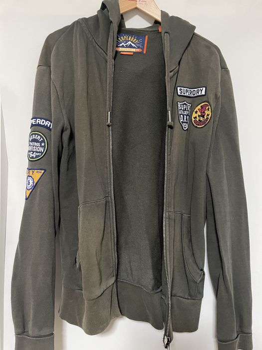 SUPERDRY bluza zielona z patchami w rozmiarze S męska
