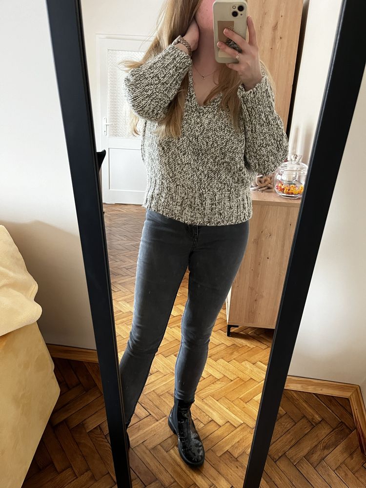 Sweter Zara 25% wełny melanżowy