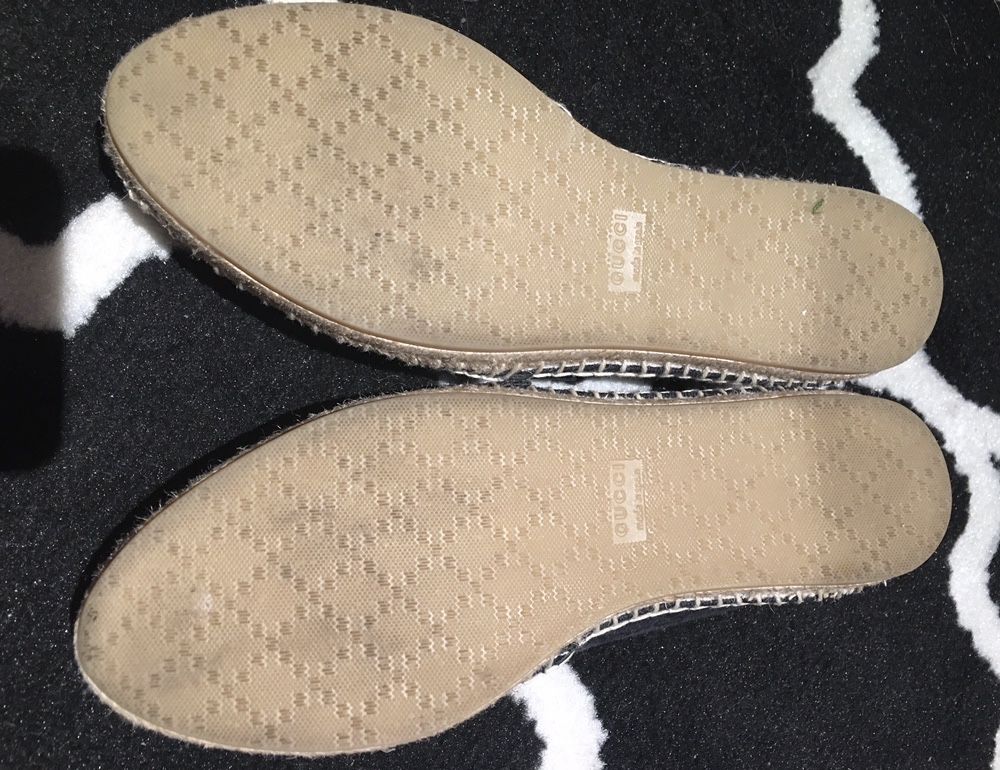 Czarne espadryle Gucci logo gg 35 materiałowe