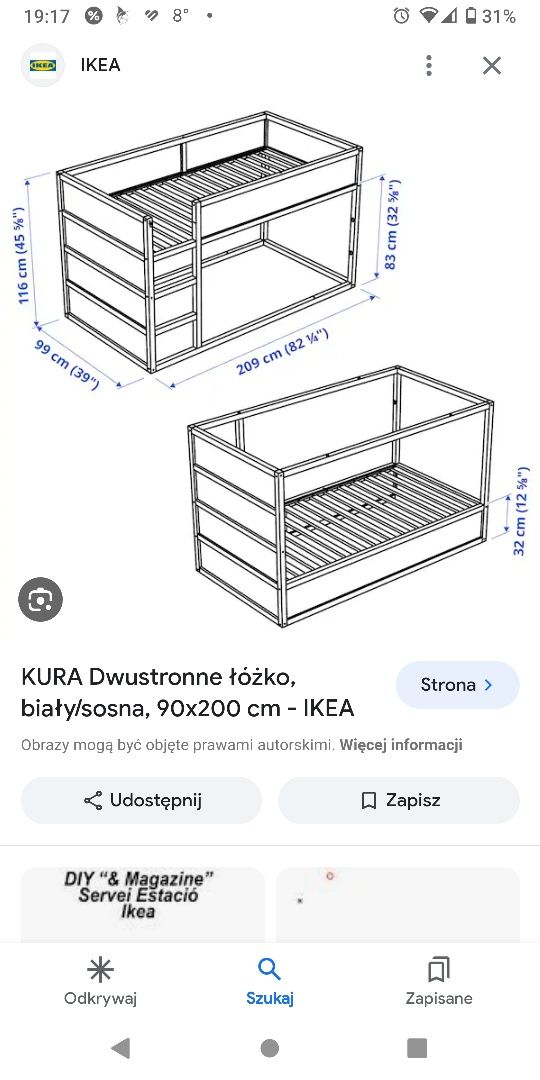 Kura łóżko Ikea piętrowe