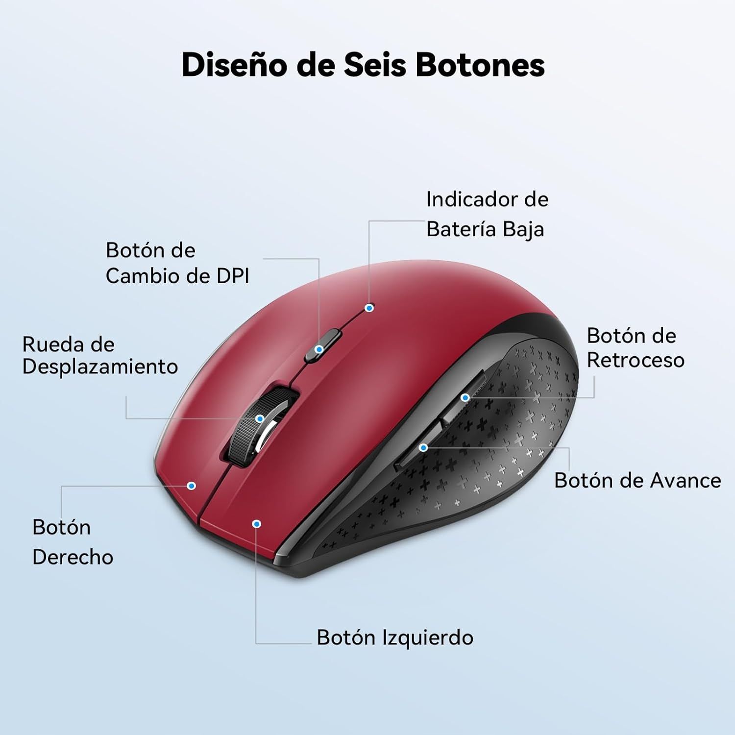 Mysz Bezprzewodowa Do Komputera Bluetooth 3200DPI Czerwona