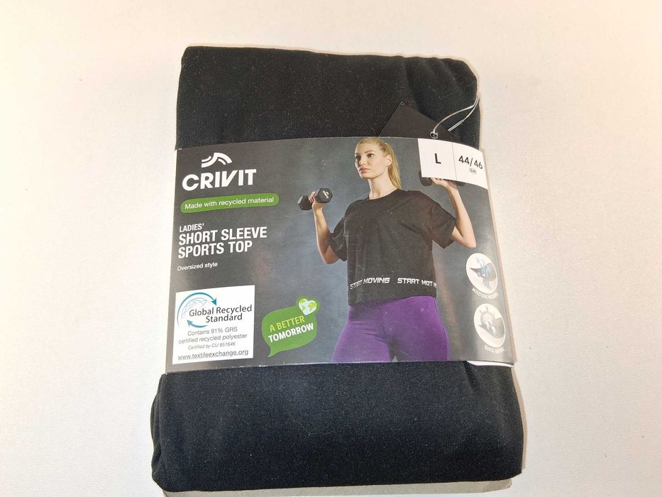 A190 Crivit Damska Koszulka Sportowa Krótki Rękaw Oversize L 44/46