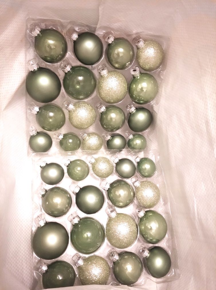 Bombki szklane zestaw 34 szt zielone