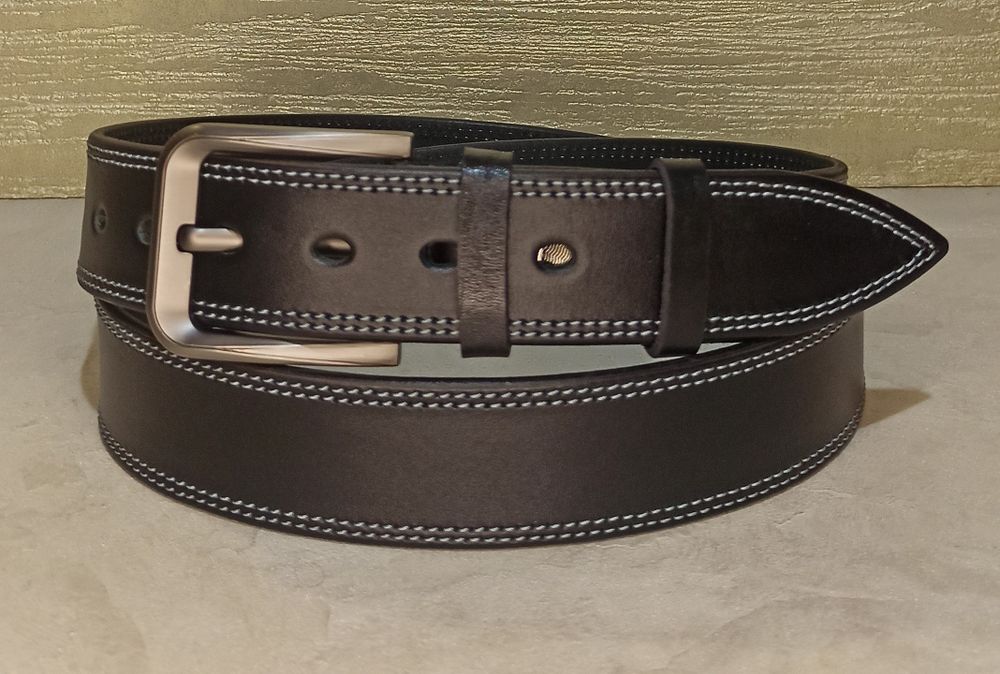 Ремінь чоловічий шкіряний джинсовий ремень мужской кожаный 4 см