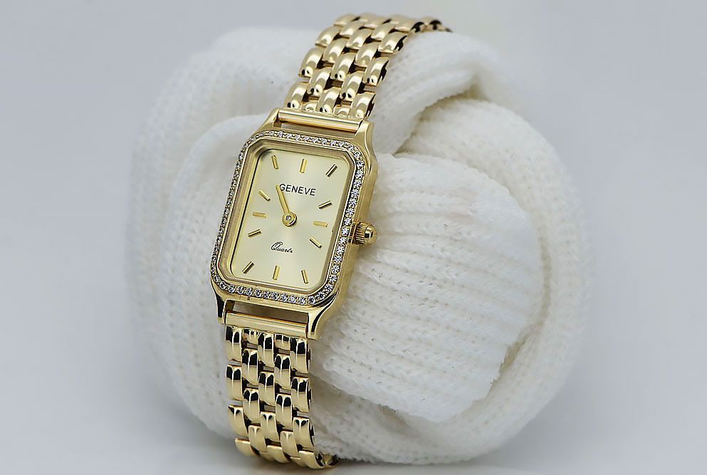 Złoty zegarek z bransoletą damską 14k Geneve lw055y&lbw004y Gdańsk
