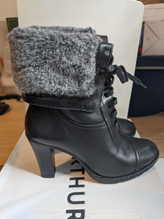 Buty, Botki zimowe, trzewiki ocieplane, skórzane McArthur czarne 36