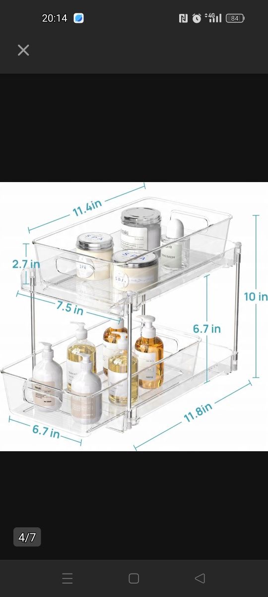 VTOPMART 2 POZIOMOWY ORGANIZER przezroczysty 2pak, szuflady wysuwane