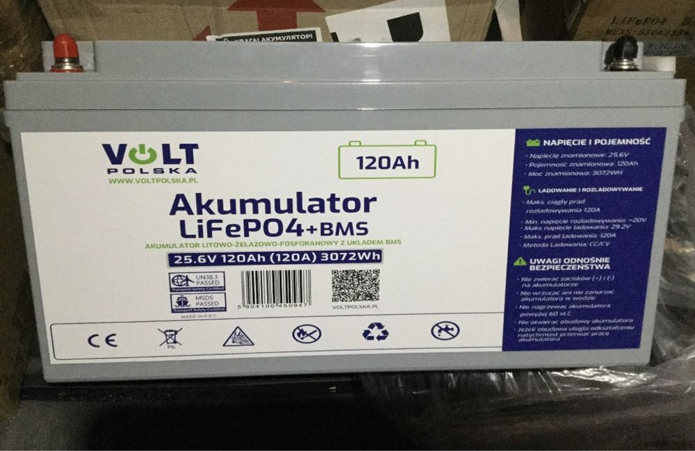 Акамулятор АКБ Volt Polska LiFePO4 25,6V 120Ah (120A) +BMS 3072wh