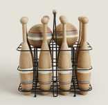 Conjunto de bowling de madeira novo