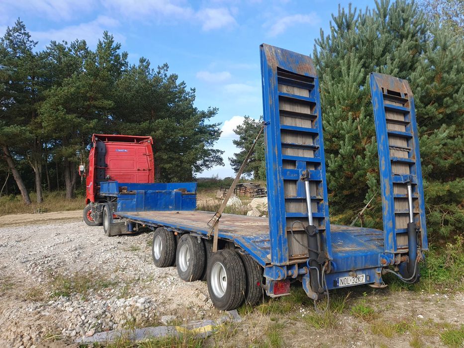 naczepa niskopodwoziowa + ciagnik + wozek dolly