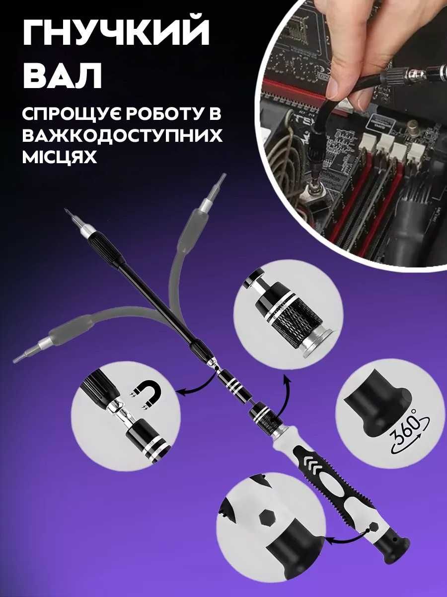 Набор отверток 115 в 1 для ремонта электроники в боксе