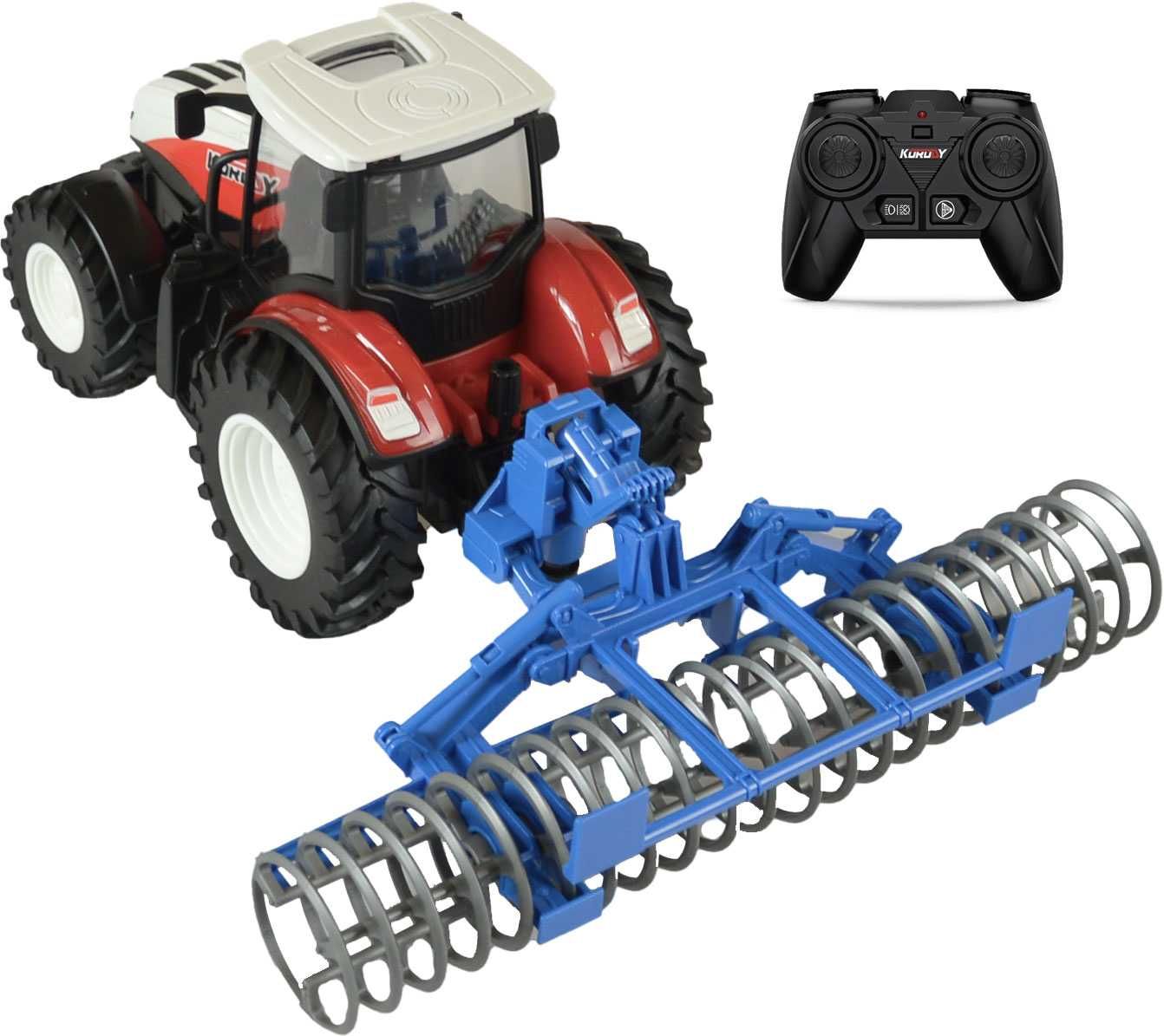 Traktor zdalnie sterowany 1:24 ciągnik RC + Agregat talerzowy