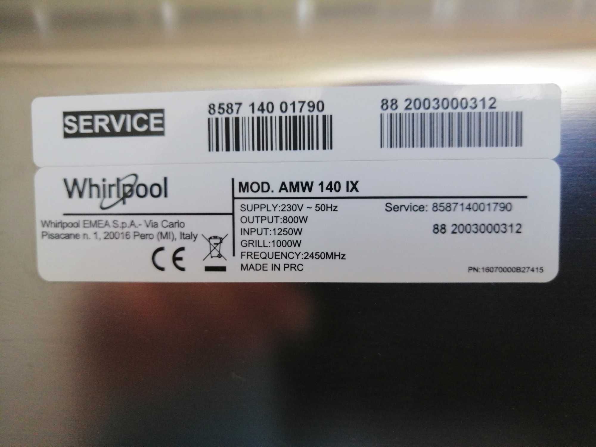 Kuchenka mikrofalowa Whirlpool AMW 140 IX