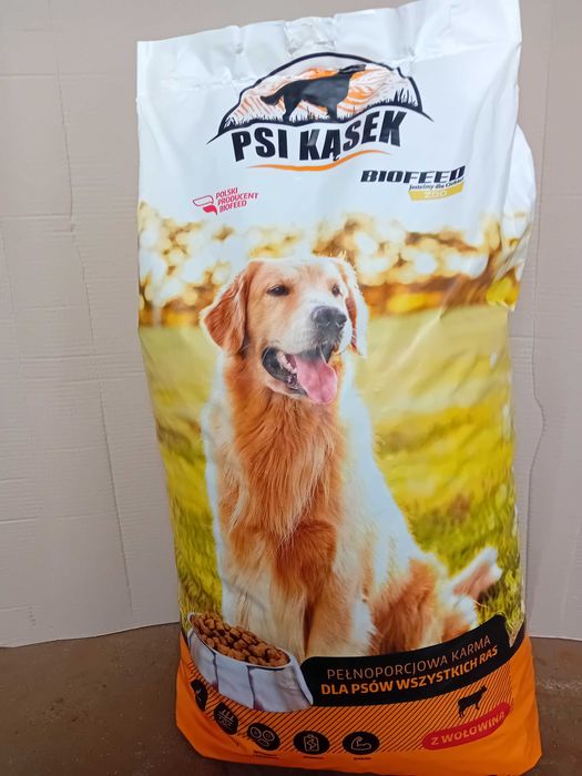 Karma dla psa PSI KĄSEK BIOFEED z wołowiną 20kg, wszystkie rasy psów