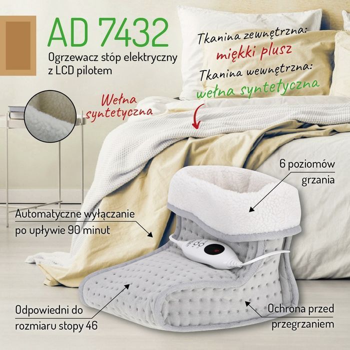 Ogrzewacz Elektryczny Do Stóp Lcd Z Pilotem Ad 7432 Adler