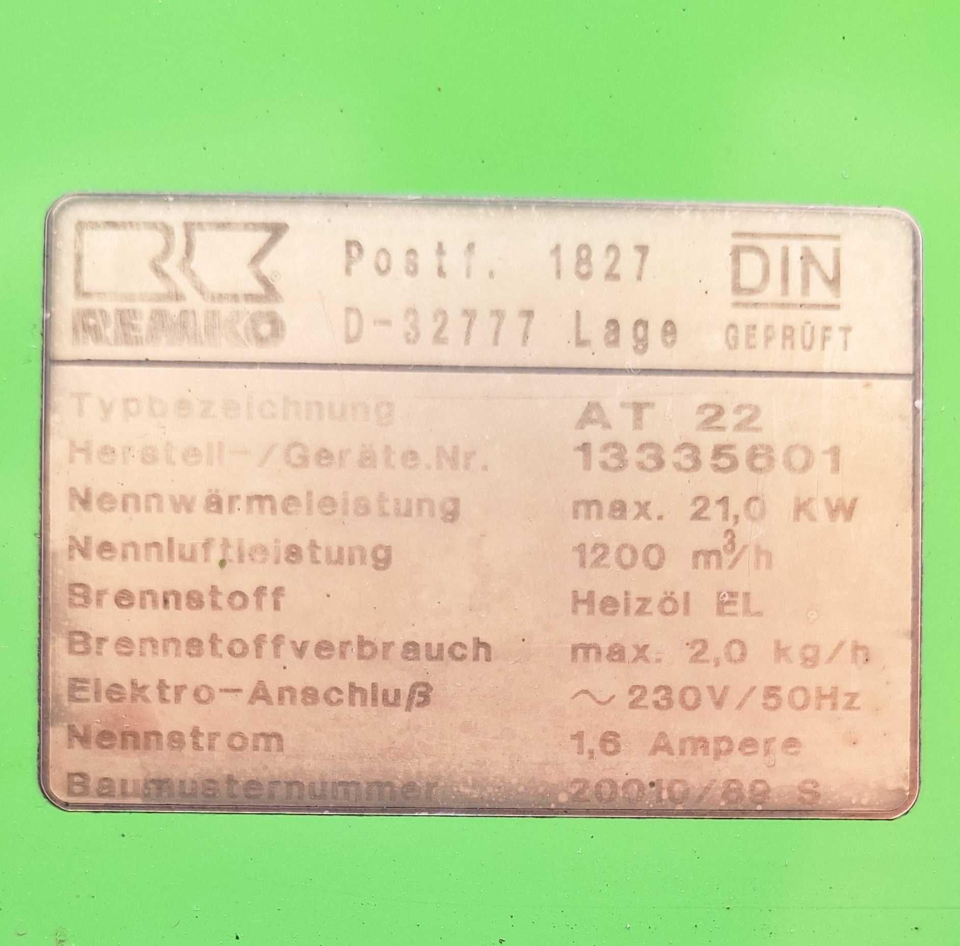 REMKO AT22 21kW nagrzewnica olejowa przemysłowa mobilna olej opałowy