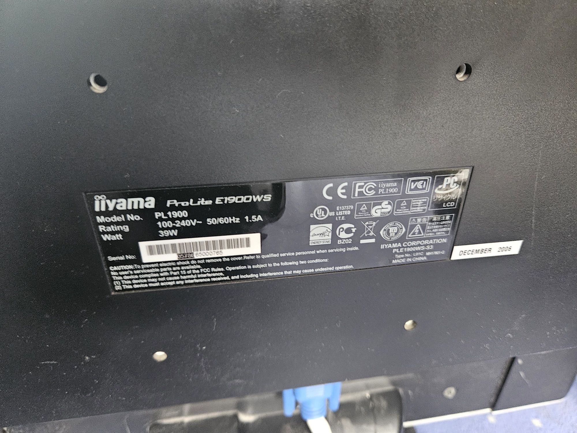 Monitor prolite e1900ws iiyama