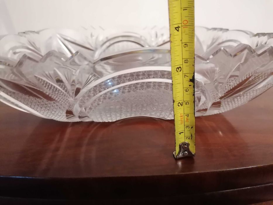 Taça de cristal maciço lapidado – anos 60/70 – 32 cm, 3 kg – vintage