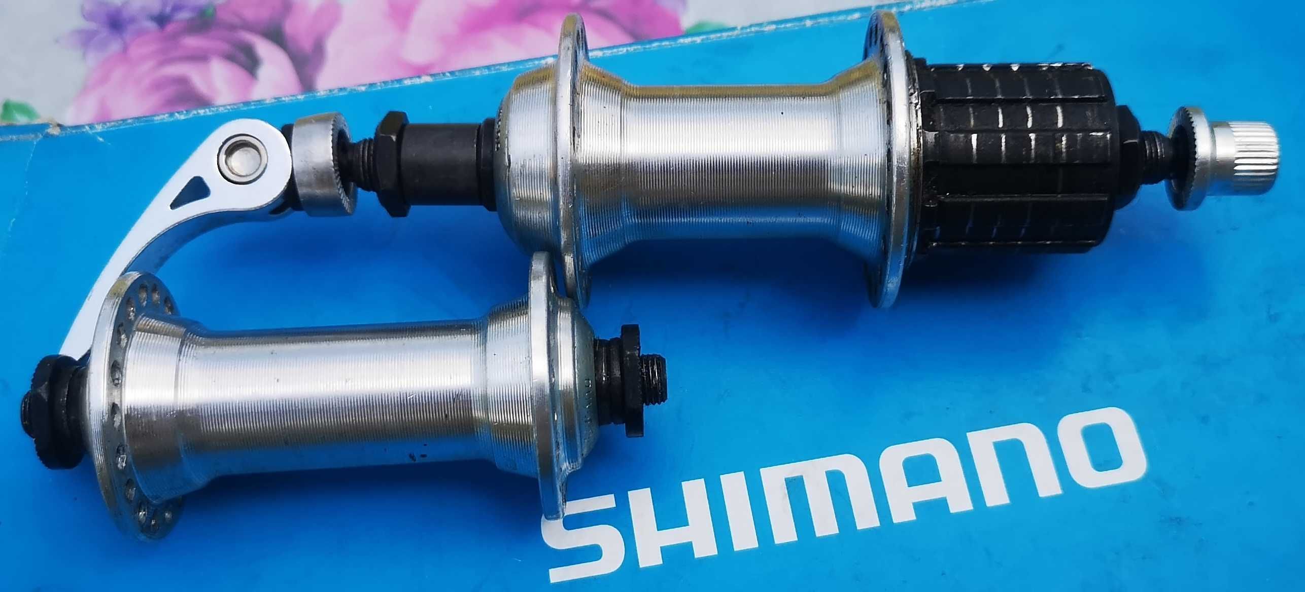 Zestaw oś rowerowa koła Piasty Shimano Przód + Tył